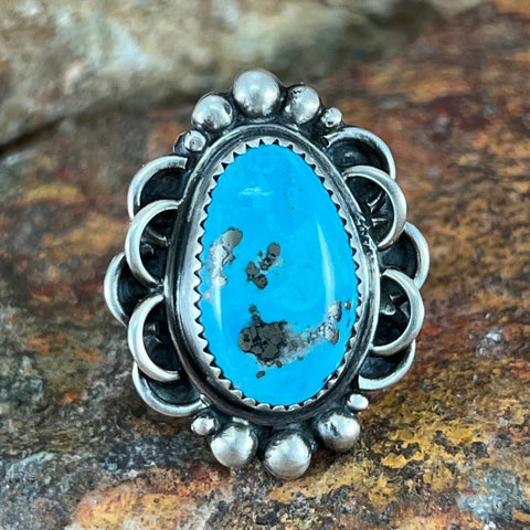 Bisbee Turquoise Sterling Silver Ring by Mary Tso