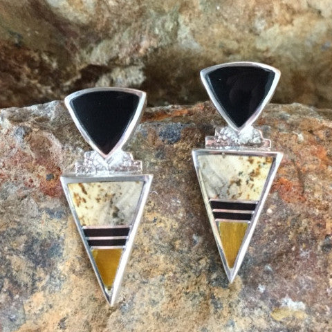 David Rosales Native Earth Inlaid Sterling Silver Earrings