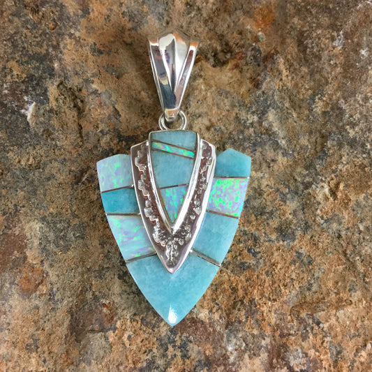 David Rosales Amazing Light Inlaid Sterling Silver Pendant