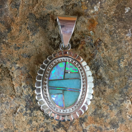 David Rosales Amazing Light Inlaid Sterling Silver Pendant