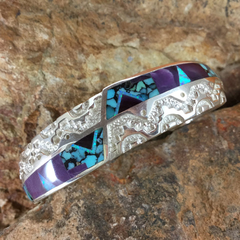 David Rosales Shalako Inlaid Sterling Silver Bracelet