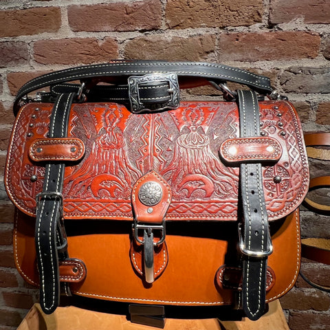 Hand Tooled Leather Briefcase by Stephen Vaughn Leatherworks