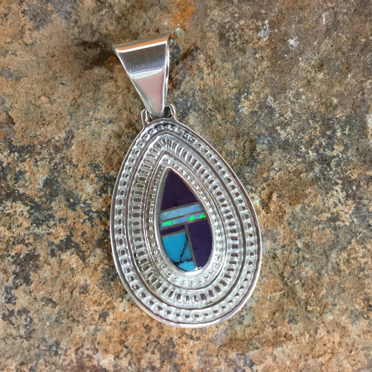 David Rosales Shalako Inlaid Sterling Silver Pendant