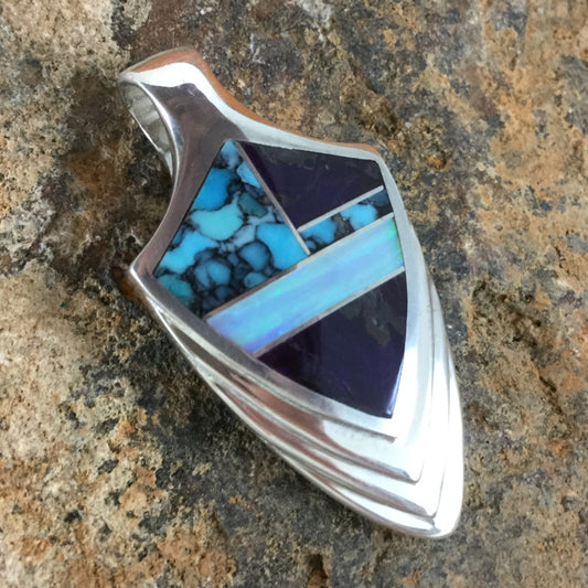 David Rosales Shalako Inlaid Sterling Silver Pendant