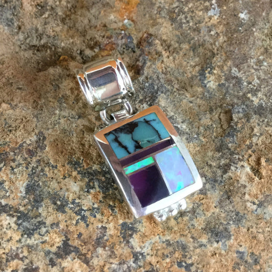 David Rosales Shalako Inlaid Sterling Silver Pendant