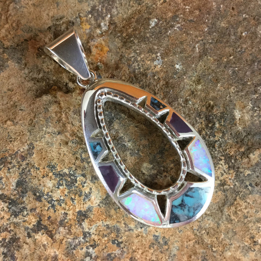 David Rosales Shalako Inlaid Sterling Silver Pendant