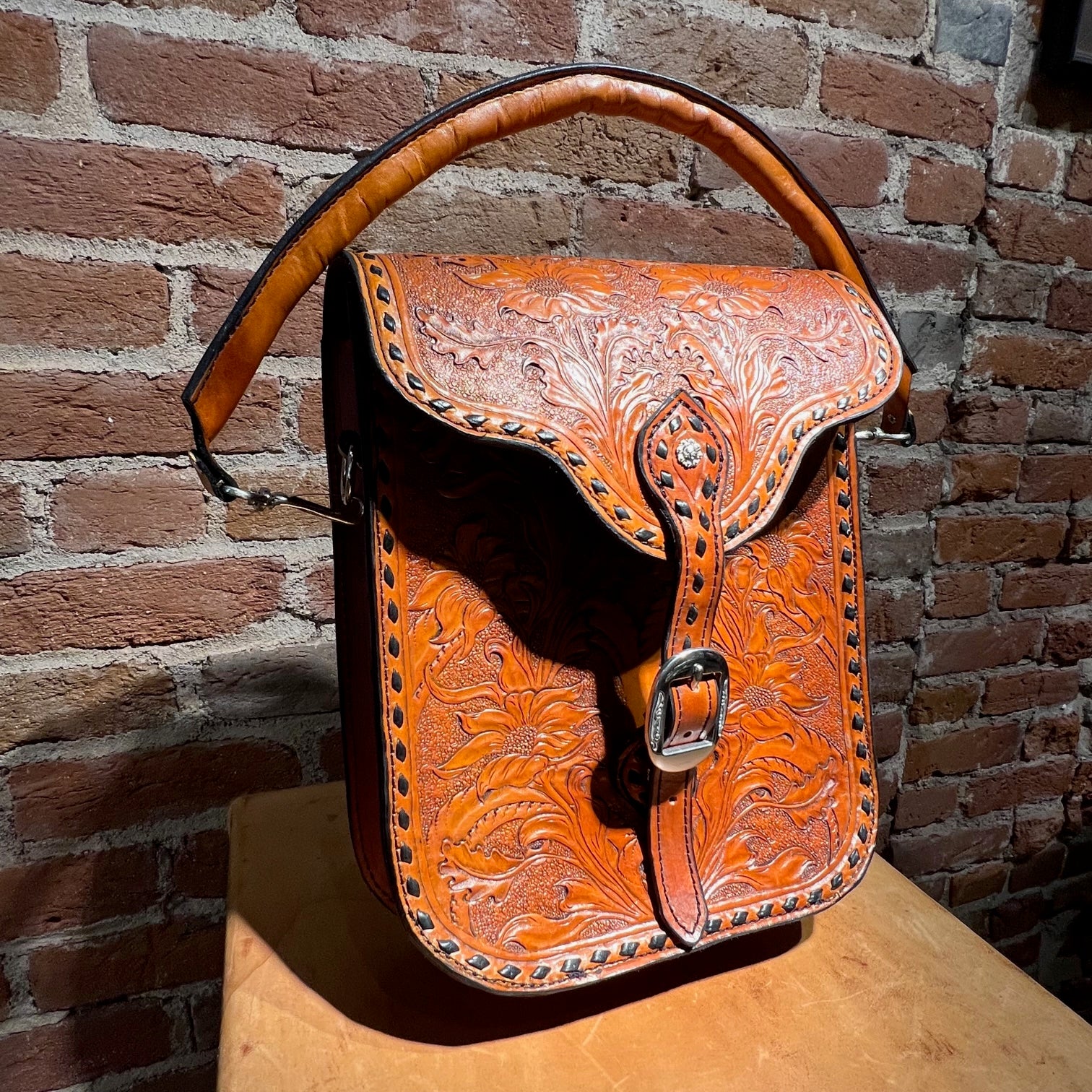 Western Leather Saddle Purse/Bag Tan One-Of-A-Kind Hand Made | eBay