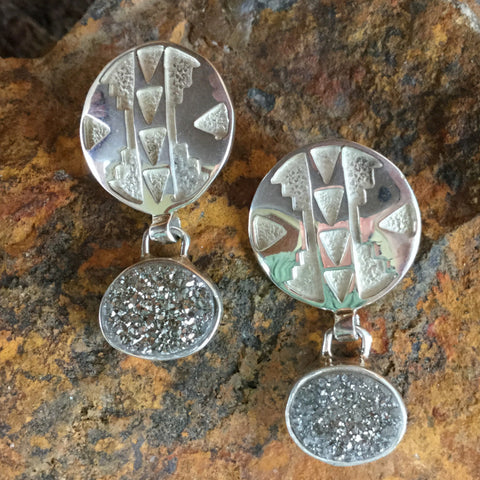 David Rosales Sterling Silver and Druzy Earrings