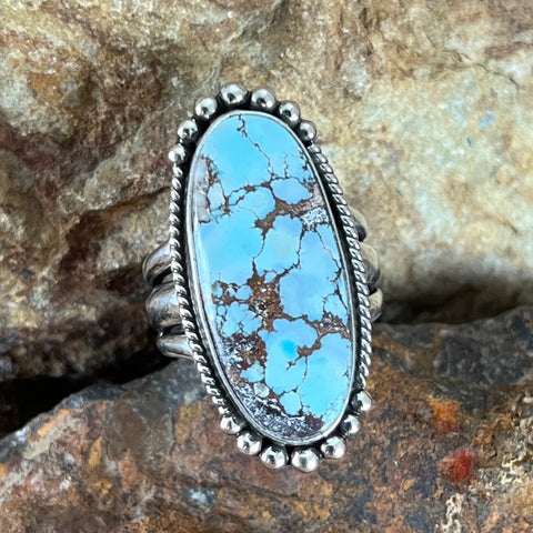 Golden Hill Turquoise Sterling Silver Ring by Fred Guerro Size 8