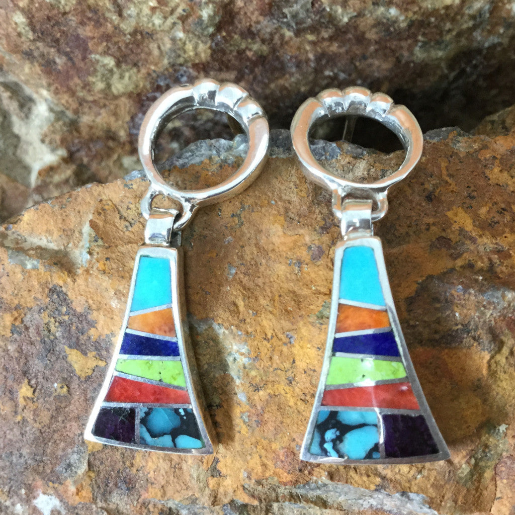 David Rosales Indian Summer Inlaid Sterling Silver Earrings