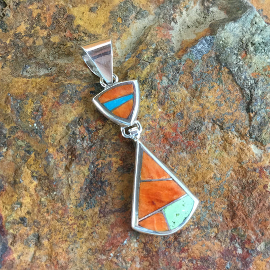 David Rosales Sunrise Inlaid Sterling Silver Pendant