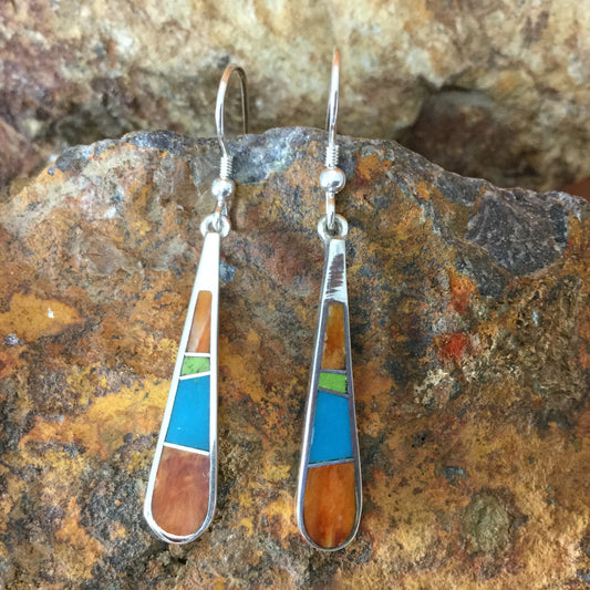 David Rosales Sunrise Inlaid Sterling Silver Earrings