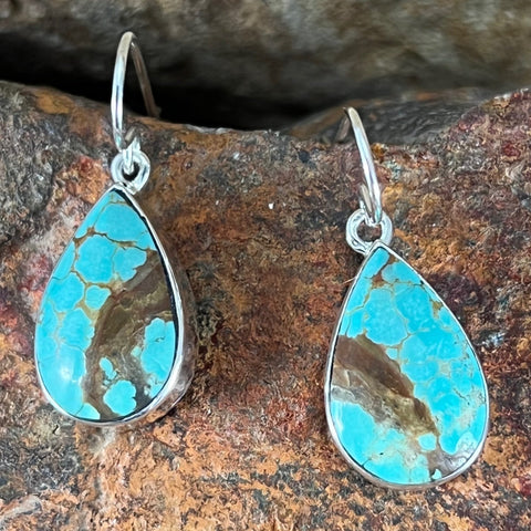 Number 8 Turquoise Sterling Silver Earrings by Elsie Armstrong