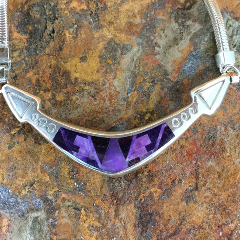 David Rosales Plum Crazy Inlaid Sterling Silver Necklace
