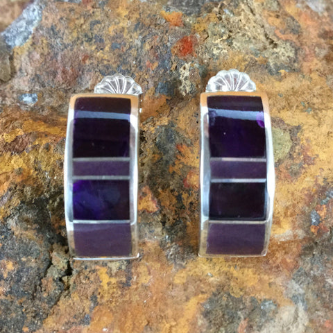 David Rosales Plum Crazy Inlaid Sterling Silver Earrings