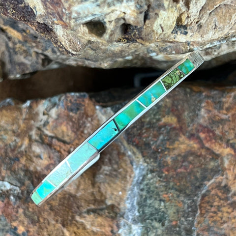 David Rosales Sonoran Gold Turquoise Inlaid Sterling Silver Bracelet