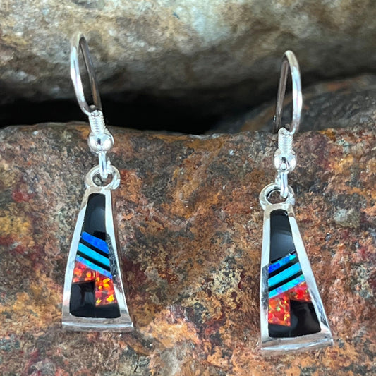 David Rosales Red Moon Inlaid Sterling Silver Earrings