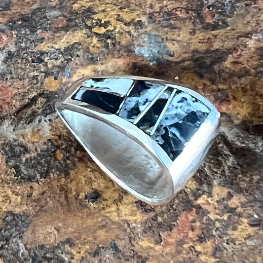 David Rosales White Buffalo Inlaid Sterling Silver Pendant