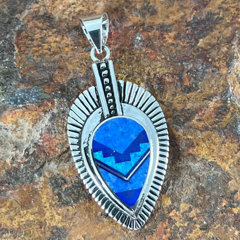 David Rosales Blue Sky Fancy Inlaid Sterling Silver Pendant