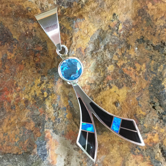 David Rosales Black Beauty Inlaid Sterling Silver Pendant