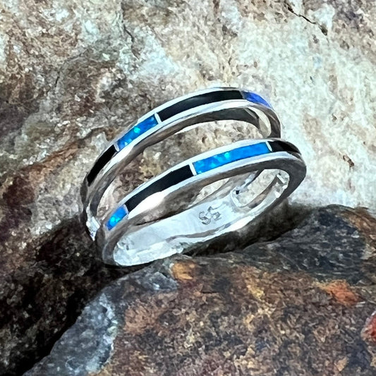 David Rosales Black Beauty Inlaid Sterling Silver Ring