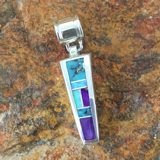David Rosales Shalako Inlaid Sterling Silver Pendant
