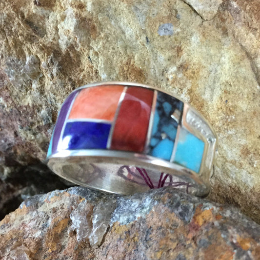 David Rosales Indian Summer Inlaid Sterling Silver Ring