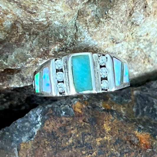 David Rosales Amazing Light Inlaid Sterling Silver Ring Cubic Zirconia