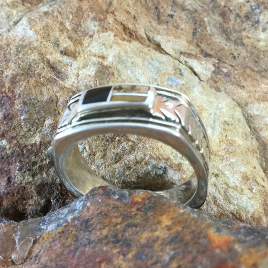 David Rosales Native Earth Inlaid Sterling Silver Ring