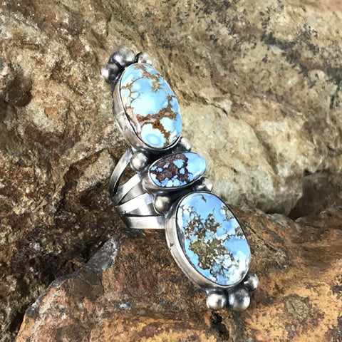 Golden Hill Turquoise Sterling Silver Ring by Kathleen Size 7