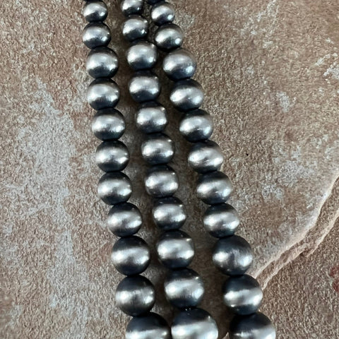 20" Three Strand Graduated Navajo Pearls Sterling Silver Necklace by Rose Martin