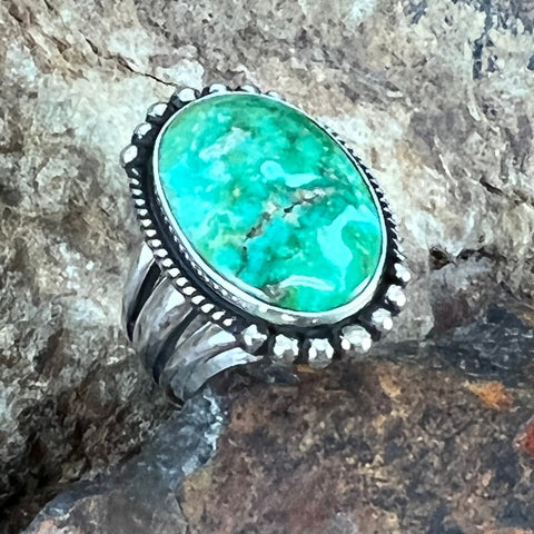 Sonoran Gold Turquoise Sterling Silver Ring by Fred Guerrero Size 7