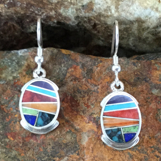 David Rosales Indian Summer Inlaid Sterling Silver Earrings