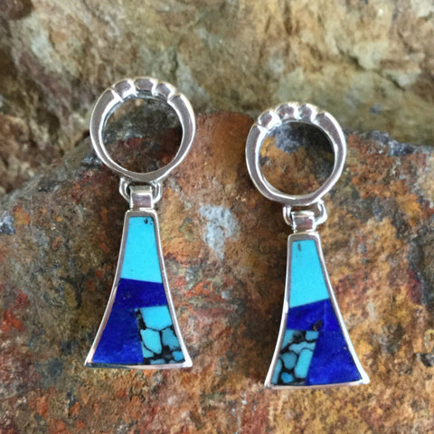 David Rosales Blue Mountain Inlaid Sterling Silver Earrings