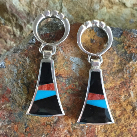 David Rosales Red Canyon Inlaid Sterling Silver Earrings