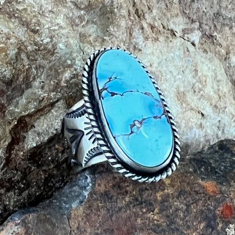 Golden Hill Turquoise Sterling Silver Ring by Bernyse Chavez - Size 6