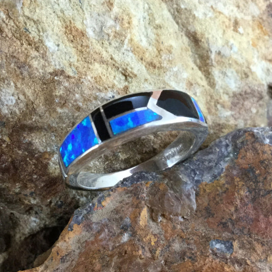 David Rosales Black Beauty Inlaid Sterling Silver Ring