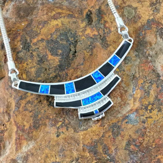 David Rosales Black Beauty Inlaid Sterling Silver Necklace