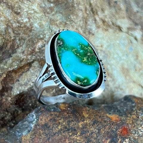 Sonoran Gold Turquoise Sterling Silver Ring by Wil Denetdale Size 6.5