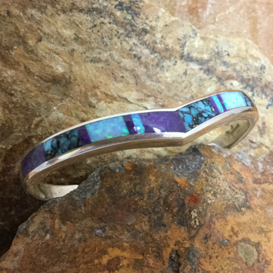 David Rosales Shalako Inlaid Sterling Silver Bracelet