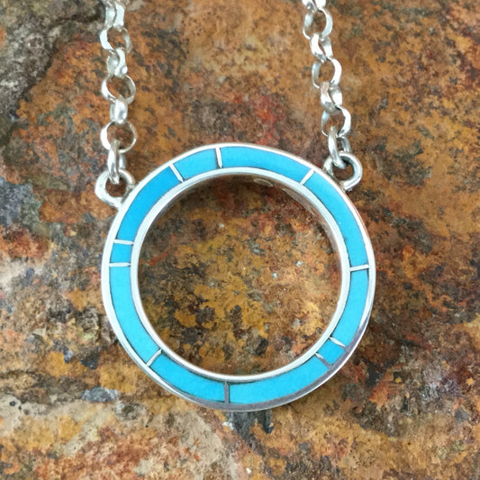 David Rosales Arizona Blue Inlaid Sterling Silver Necklace