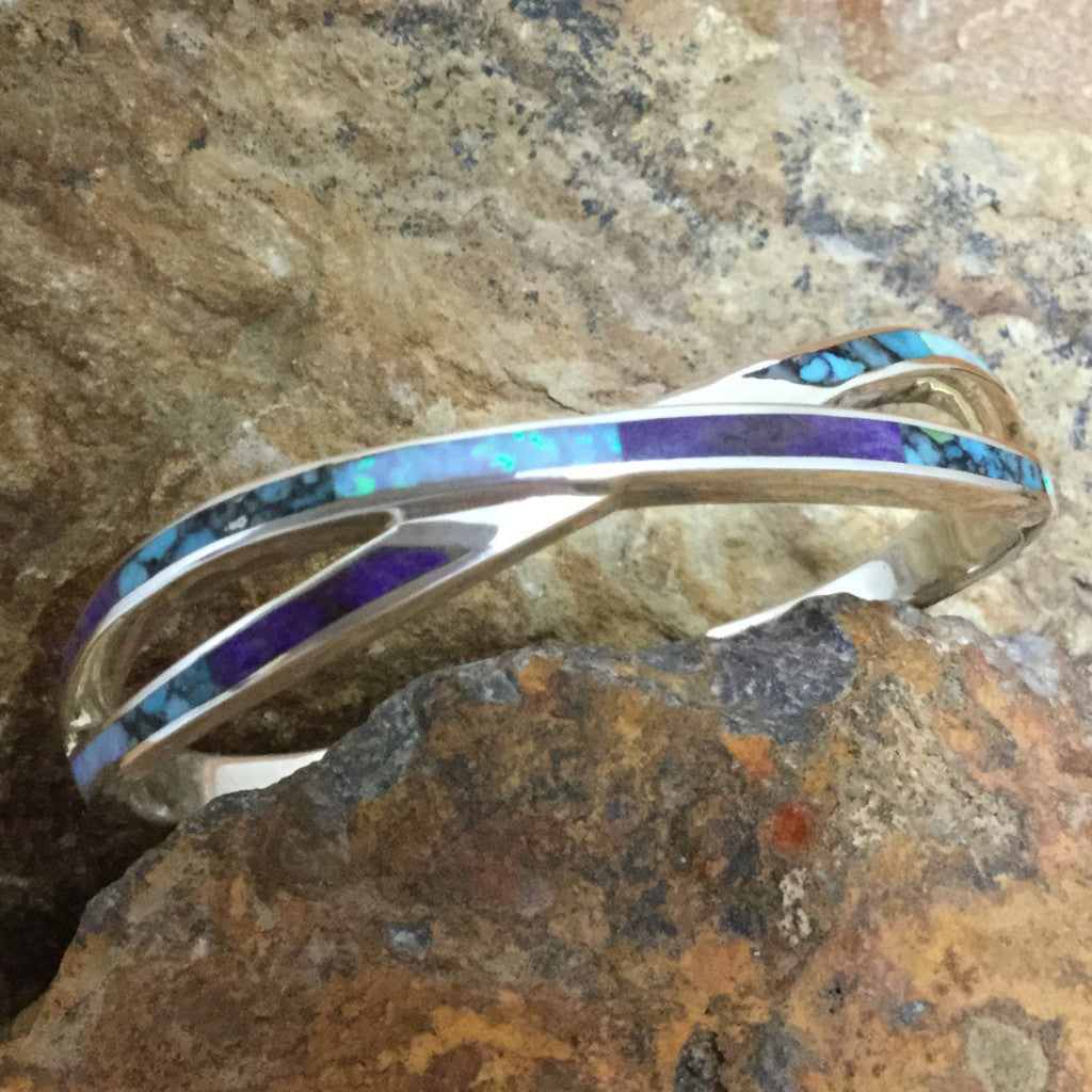 David Rosales Shalako Inlaid Sterling Silver Bracelet