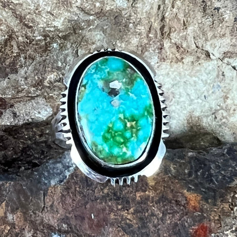 Sonoran Gold Turquoise Sterling Silver Ring by Wil Denetdale Size 8