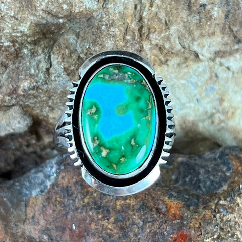 Sonoran Gold Turquoise Sterling Silver Ring by Wil Denetdale Size 7.5