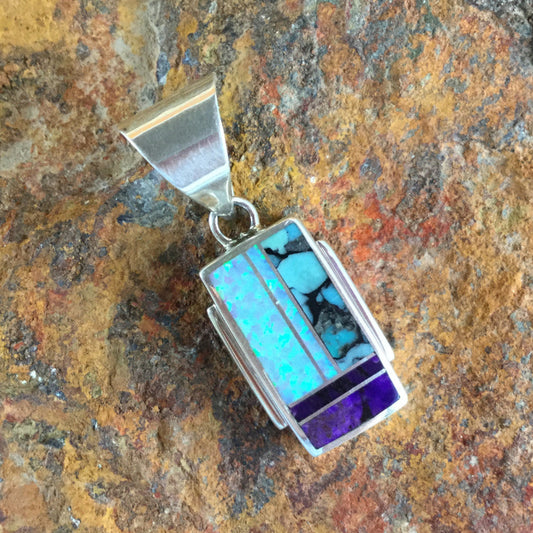 David Rosales Shalako Inlaid Sterling Silver Pendant