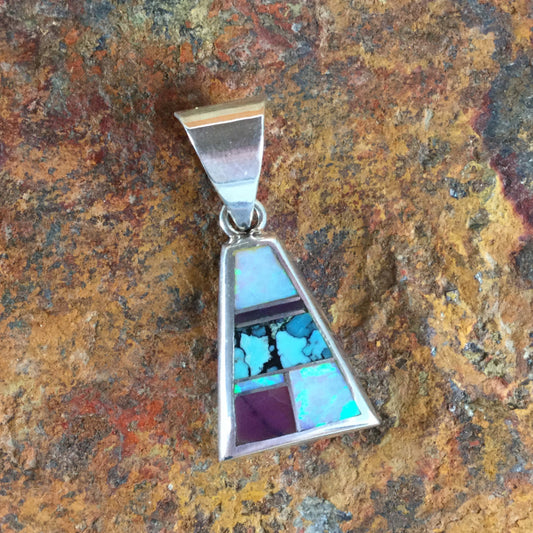 David Rosales Shalako Inlaid Sterling Silver Pendant