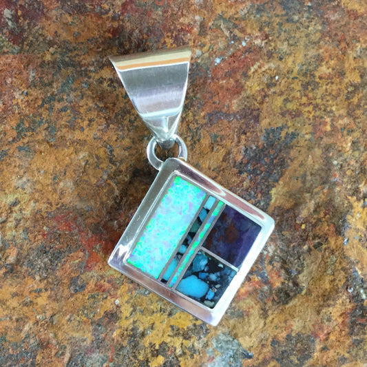 David Rosales Shalako Inlaid Sterling Silver Pendant