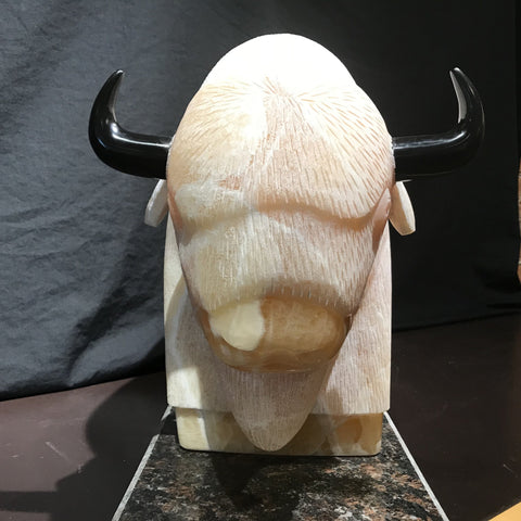 TATANKA II -- Bison Stone Sculpture By Larry Yazzie