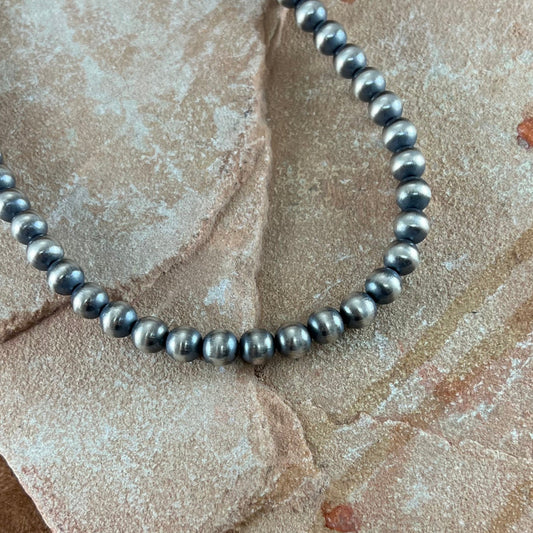 24" Single Strand Oxidized Sterling Silver Beaded Necklace 3mm
