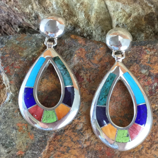 David Rosales Indian Summer Inlaid Sterling Silver Earrings